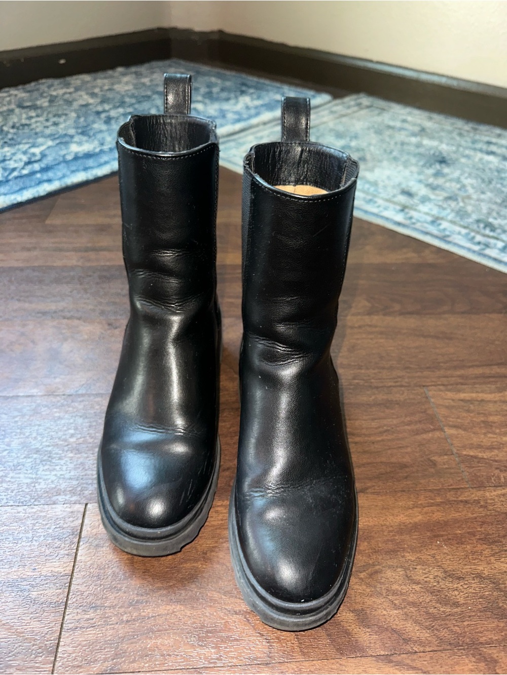 Women’s Black Leather Mid Calf Boots